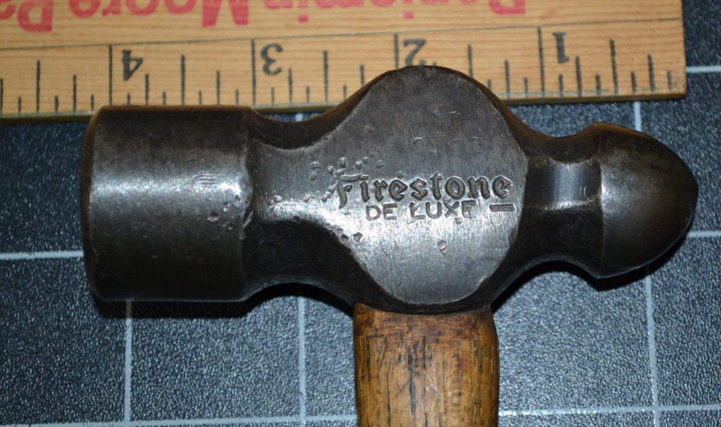 FIRESTONE DELUXE – BALL PEIN HAMMER – ALL ORIGINAL – MARKED HANDLE – NICE PATINA