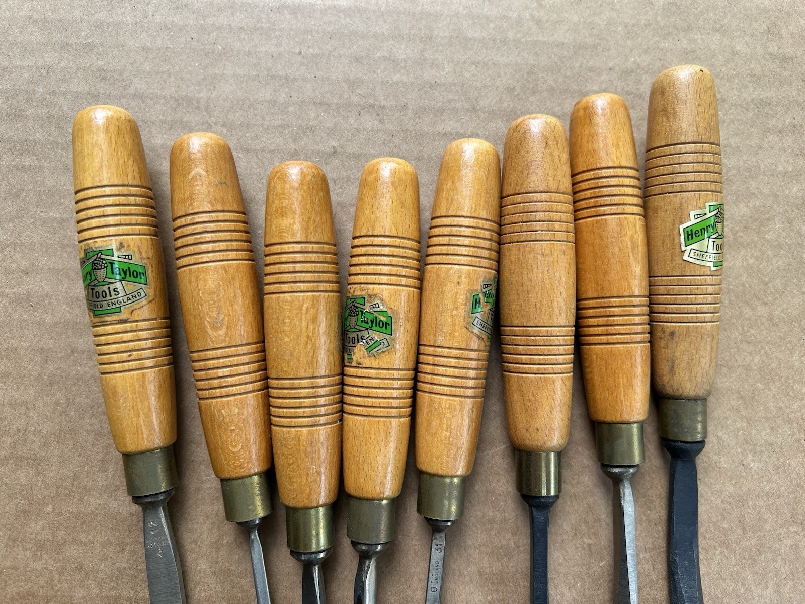 🇺🇸Vintage 8 Piece Set Of Acorn Henry Taylor Wood Carving Tools England🇺🇸