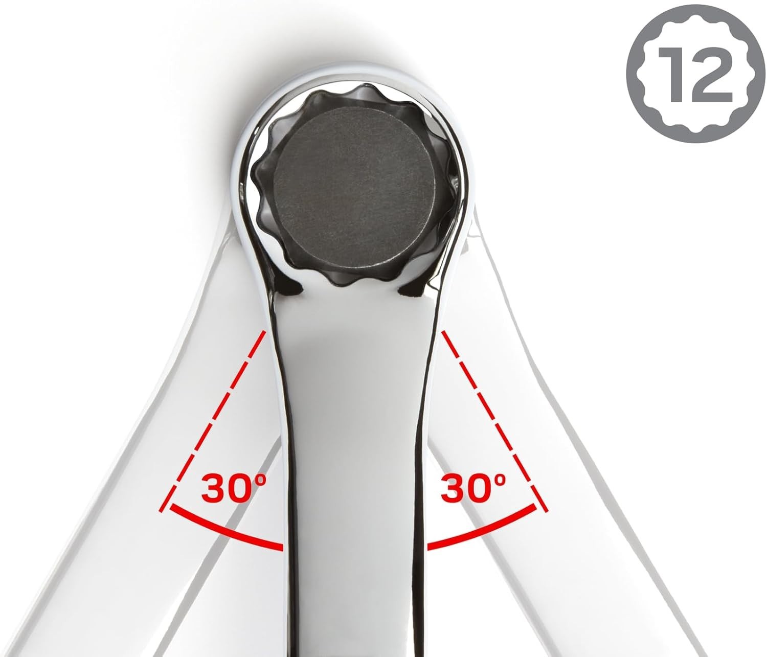 Satin Chrome 1/2 x 9/16 Inch 12-Point Offset Wrench for Mechanical Precision