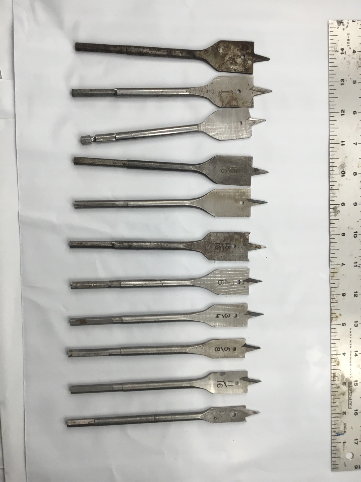 Center Drill Bits Brace Bit Guide Spade Bit Hole Saw Lot 11 Vintage 1″-1/2″