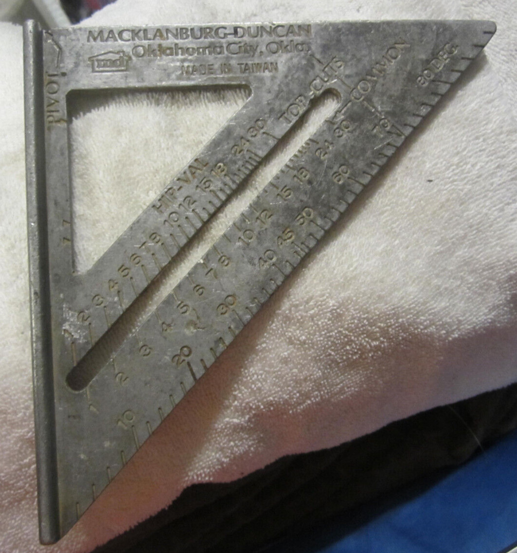1 ad Macklanburg-Duncan CO. Speed Square carpenters tool VTG rafter hip-val rule