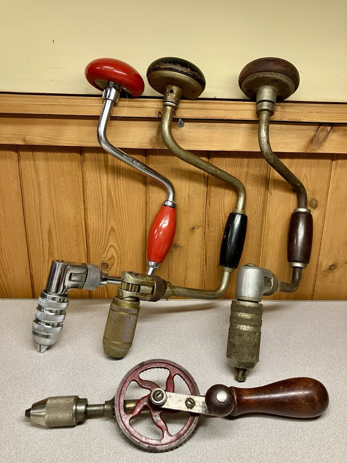 4 Vintage Or Antique Hand Drills. Untested And Working Condition Is Unknown.