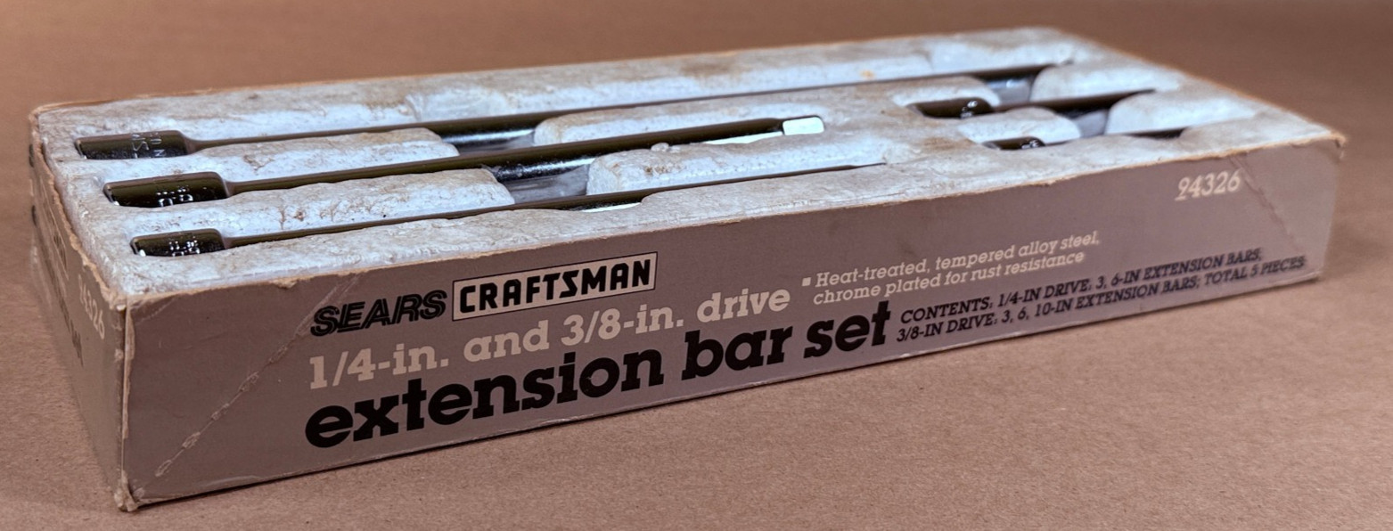Rare Sears Craftsman USA 5pc Extension Bar Socket Set 1/4” 3/8” 4326 Vintage