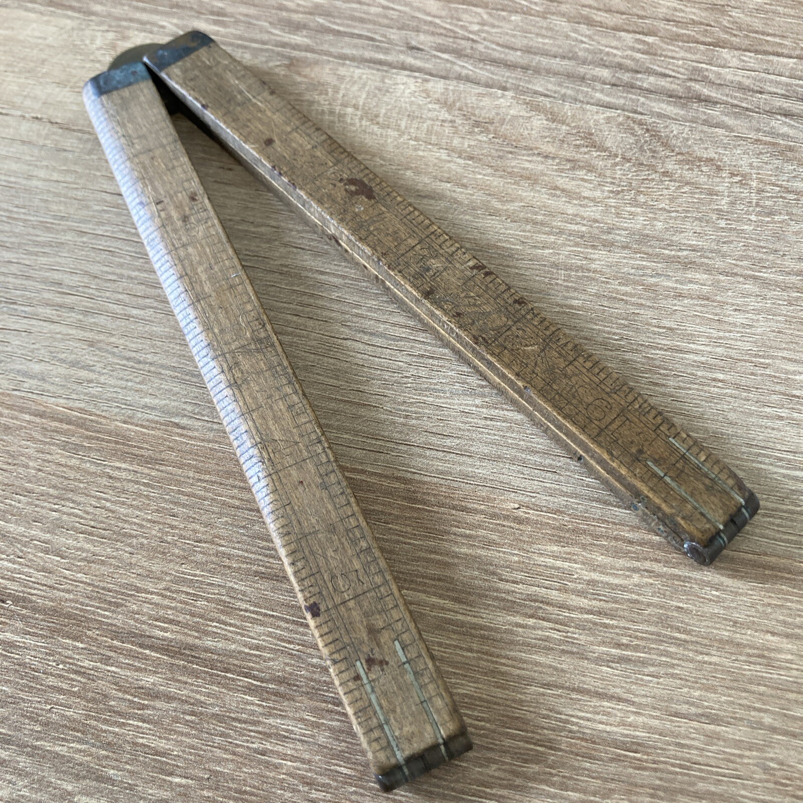 Vintage E Preston & Sons Birmingham England 24” Wood & Brass Folding Rule (1993)