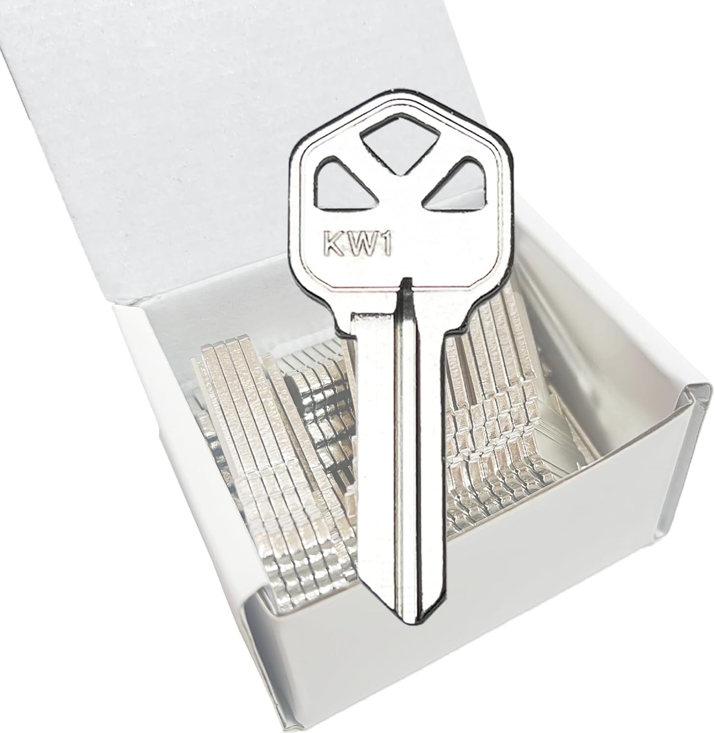 50Pcs KW1 Key Blanks, Premium Copper with Chrome Plating KW1 Key Blanks
