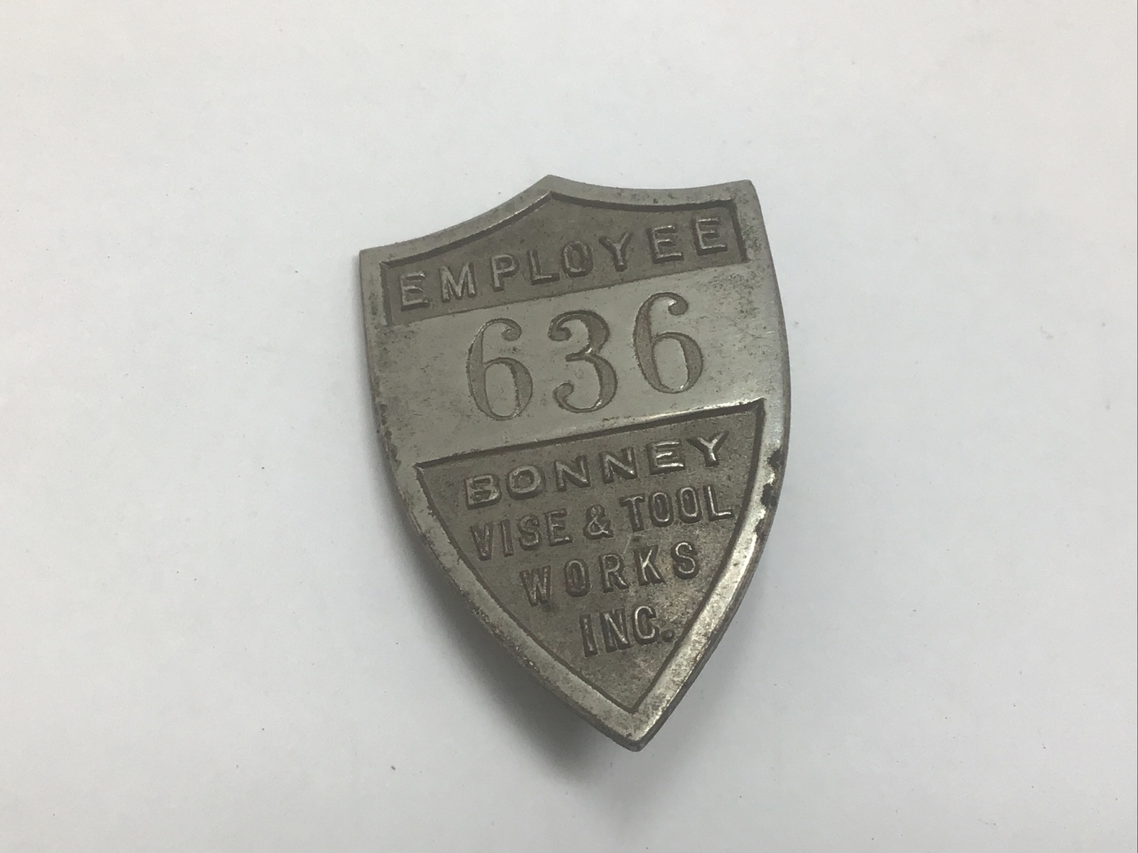 Bonney Vise & Tool Works Inc Employee Badge Factory Pin #636 OLD Estate Find