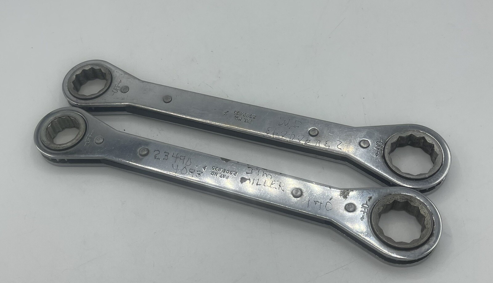 MATCO Two Ratcheting Box Wrench WR22262 WR24282 11/16” X 13/16″ 3/4” X 7/8” USA