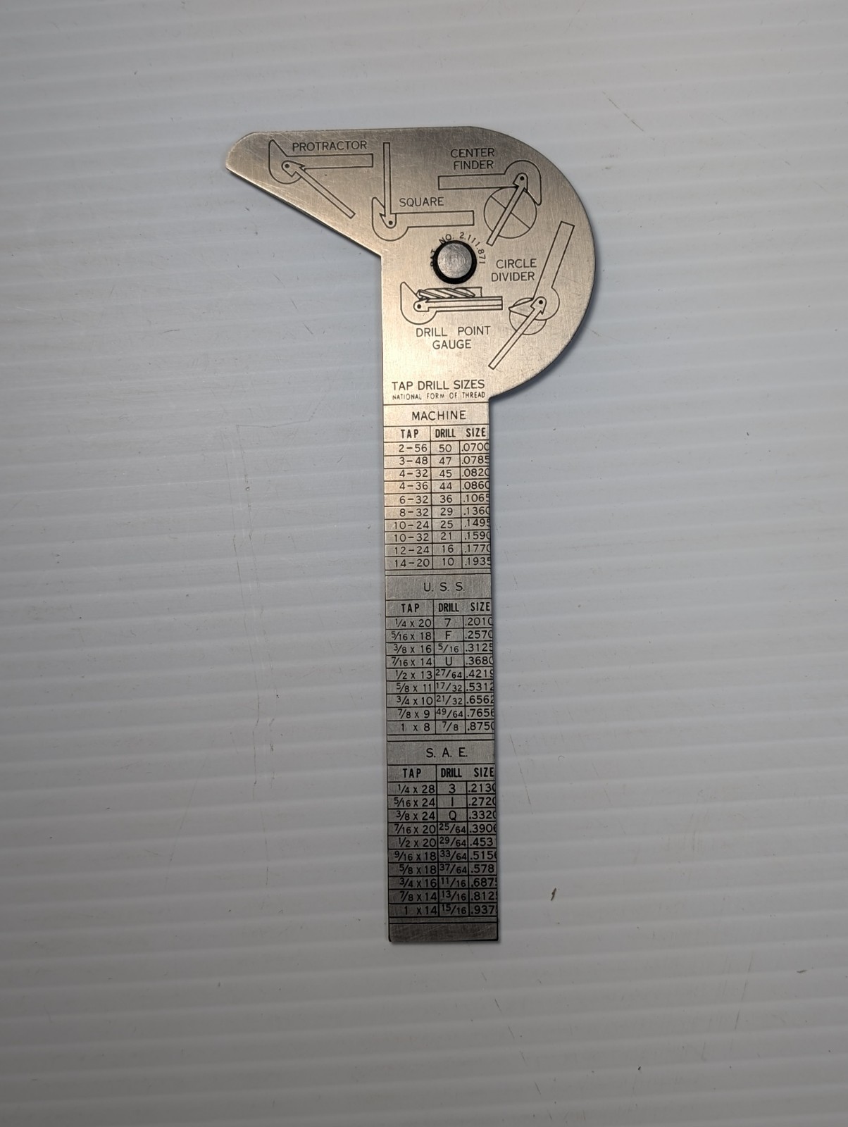 Vtg General Hardware No. 16 Multi Use Rule Gauge Protractor USA W/ Plastic Case