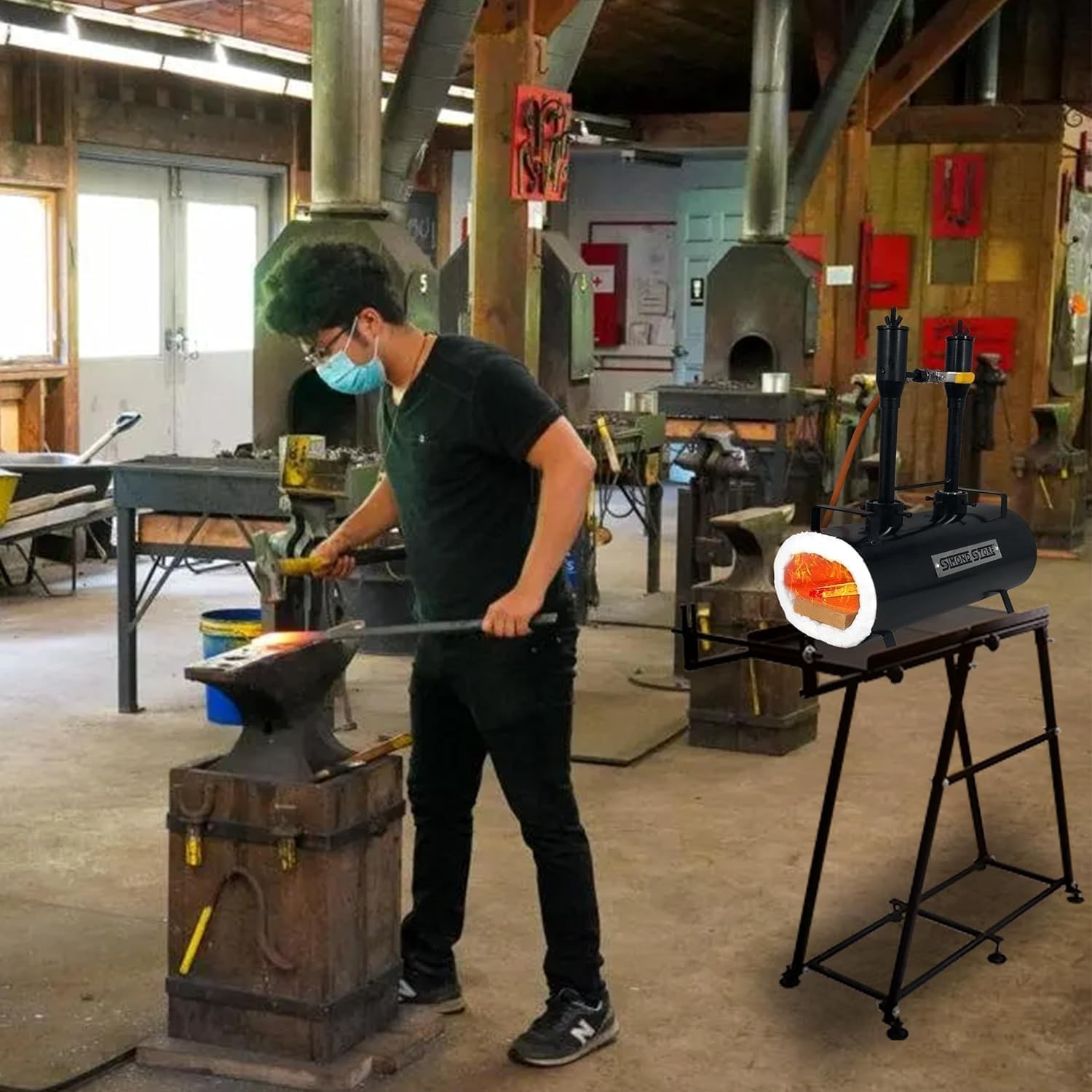 Superior 2600°F Rated Blacksmith Forge with Hose & Grants for Precision Forging