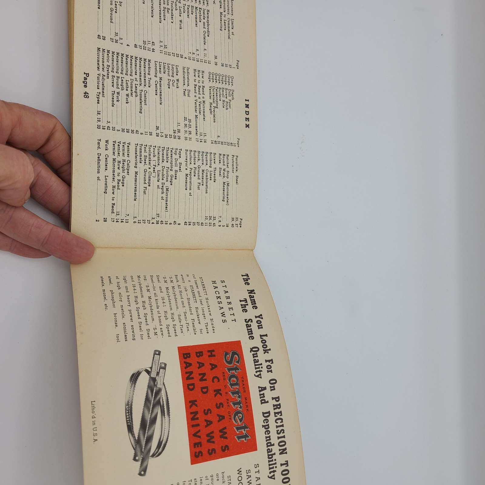 1953 Starrett Handbook The Tools & Rules for Precision Measuring Book Vintage