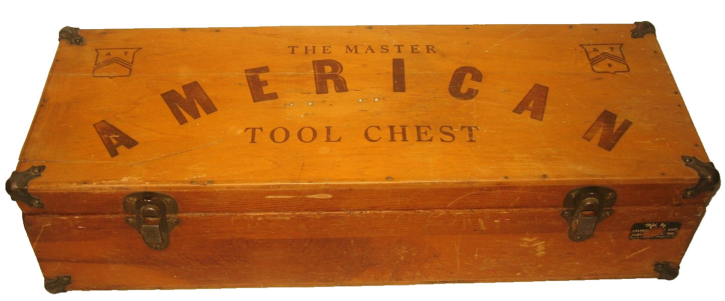 Vintage 1950s “The Master” American ATF Child’s Wooden Tool Chest Storage Box