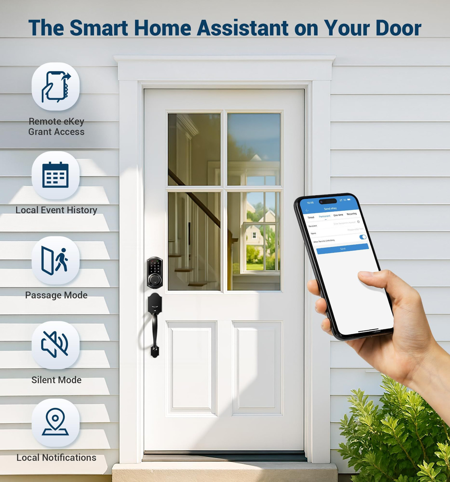 Veise VE06-H Smart Front Door Lock Set, App Control, Keyless ‎Matte Black