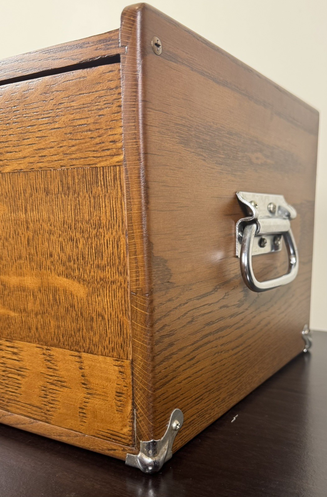 Vintage H. Gerstner Sons Oak Riser Base Machinist Chest Storage Tool Box w/ Key