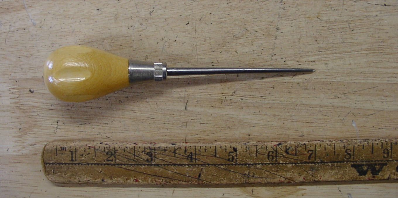 Vinatge General Hdwre Mfg. Co. Wood Handle Through Tang Scratch Awl,6-1/16″,EXC!