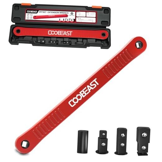 Offset Extension Wrench Impact Ready Socket Wrench Extender Tool Medium Red