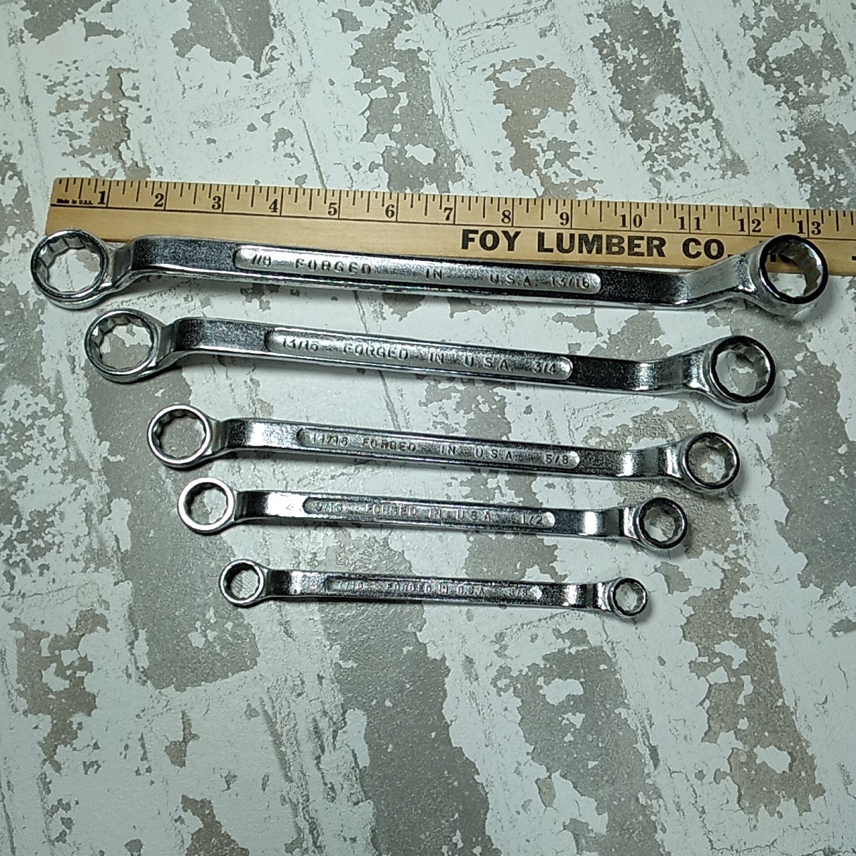 1980’s Forged In USA Offset Double Box End Wrench Set of 5 Pc 7/8 – 3/8