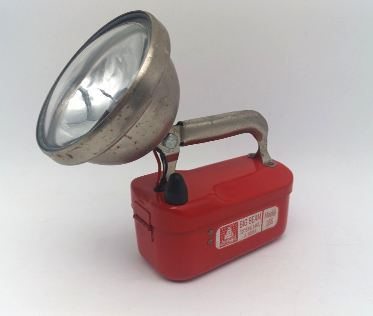 Vtg Teledyne Big Beam Model 166 Hand Lantern Steel Chrome Flashlight 6V WORKS