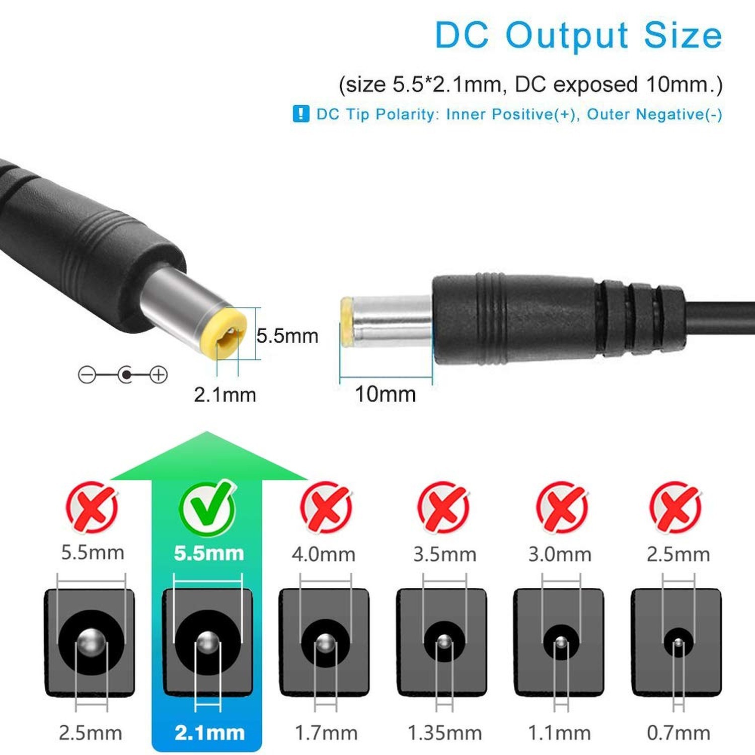 12V 2A Power Supply, AC 120V to DC12V 5.5×2.1mm Jack Converter, 12 Volt LED D…