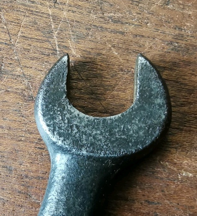 Vintage Made In USA Spanner, 1/2AF X 7/16AF, 4 1/16″ long, no makers name.