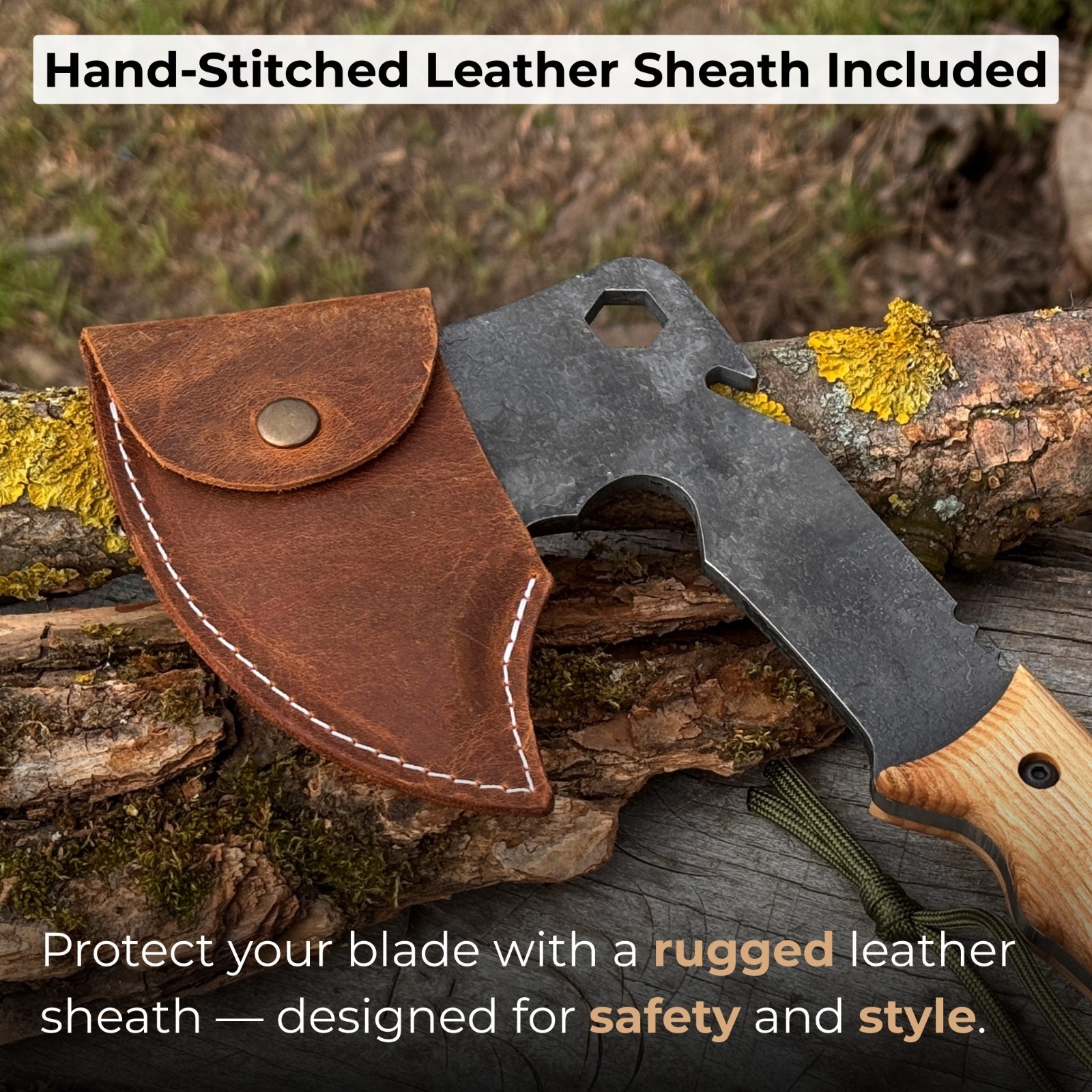 11.5” Small Camping Axe 52100 Carbon Steel Bushcraft Hatchet Splitting Tool