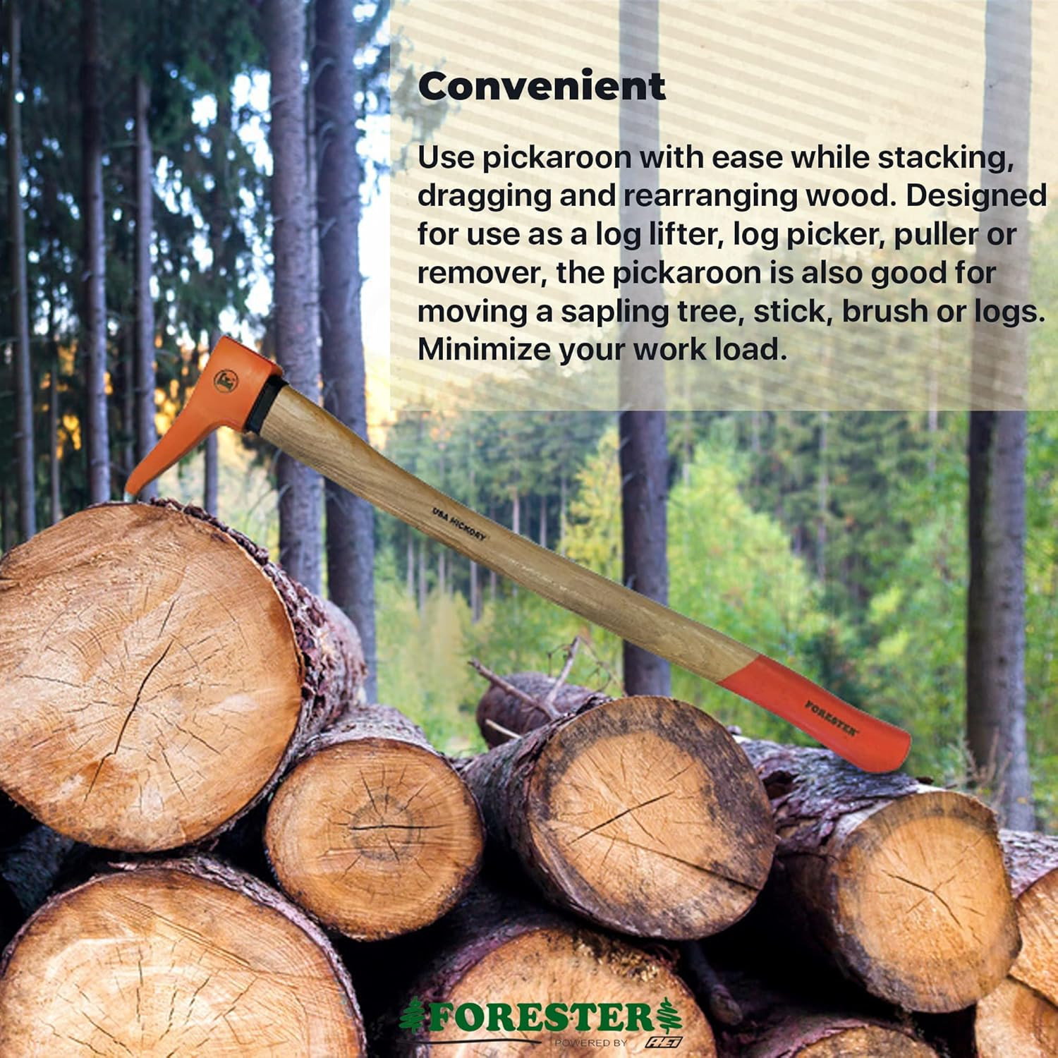 Pickaroon Logging Tool | USA Hickory Handle | Hookaroon Logging Tool | Log Rolle
