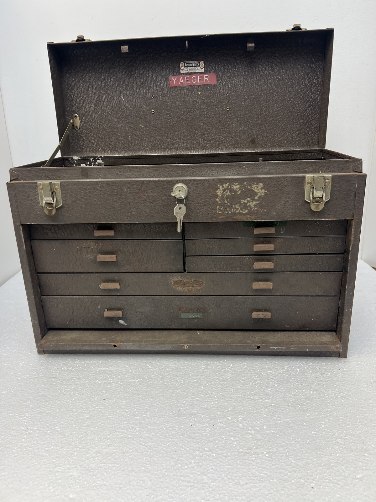 Vintage Kennedy Kits 520 Machinist Tool Box Chest 7 Drawer w Key brown metal