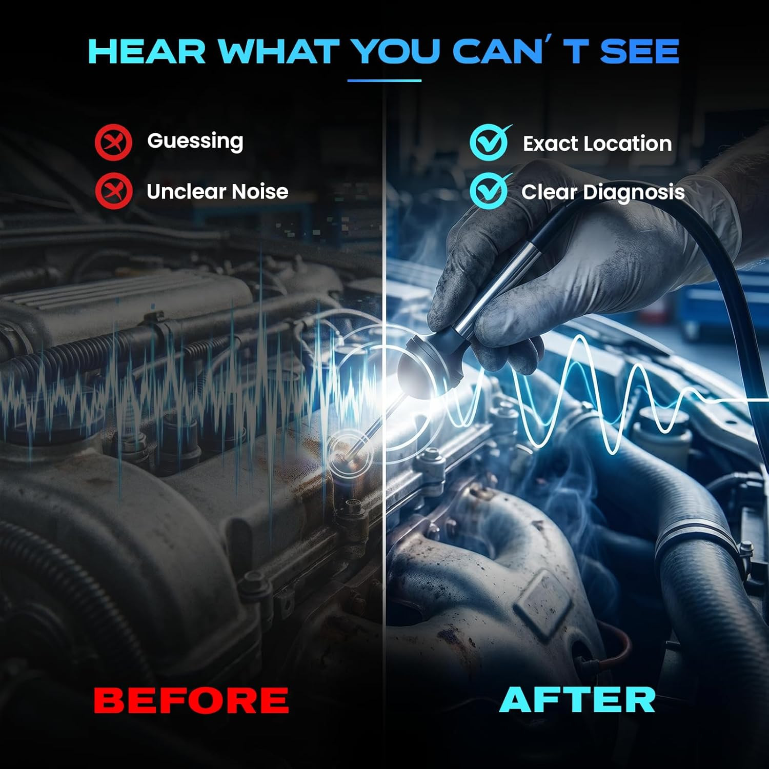 Mechanic Stethoscope Automotive Engine Diagnostic Tool Car Truck Noise Finder Pr