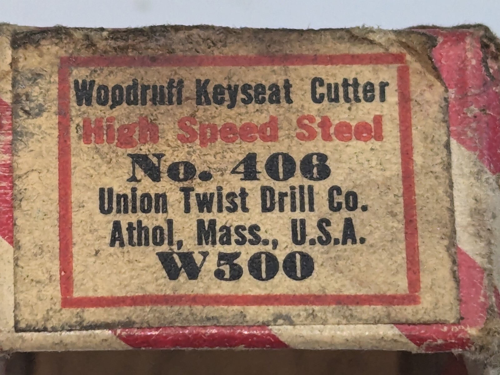 W500 Woodruff Key Seat Cutter, Union Twist Drill Co. No.408 High Speed Steel
