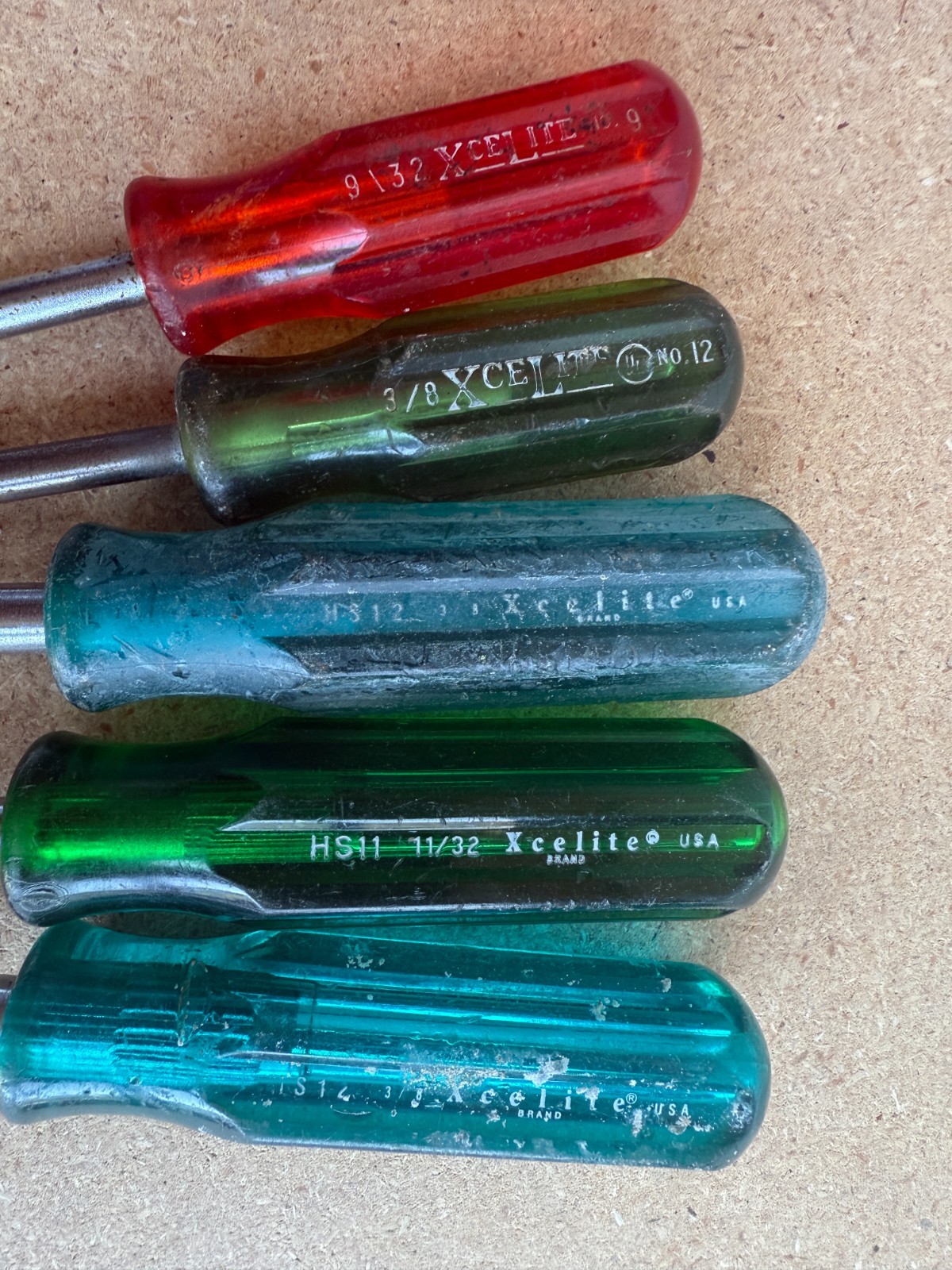 Lot Of 5 Vintage Xcelite Hollow Shaft Nutdriver MADE IN USA