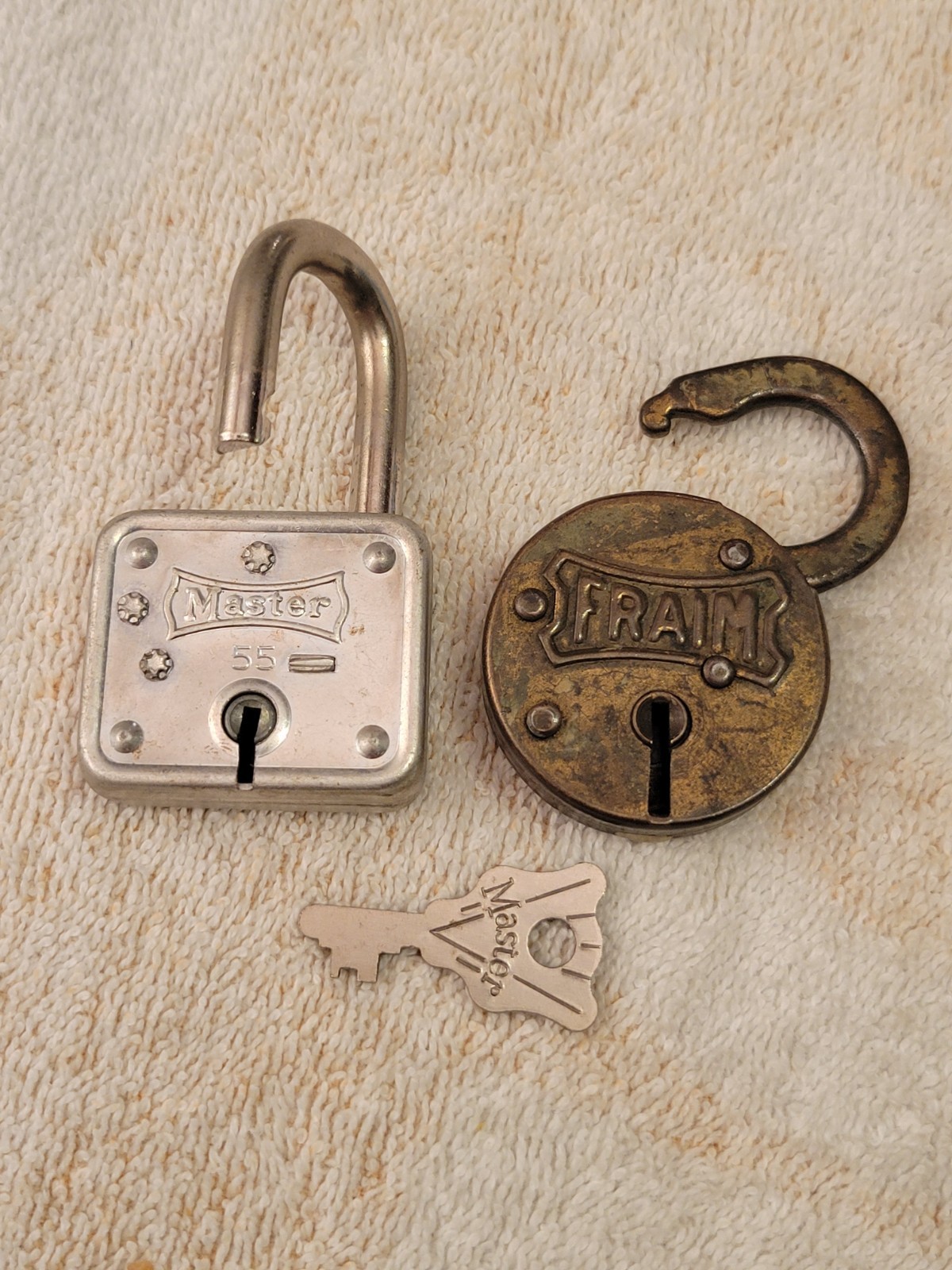 Vintage Master/Fraim Padlocks With One Key That Works For Both Locks
