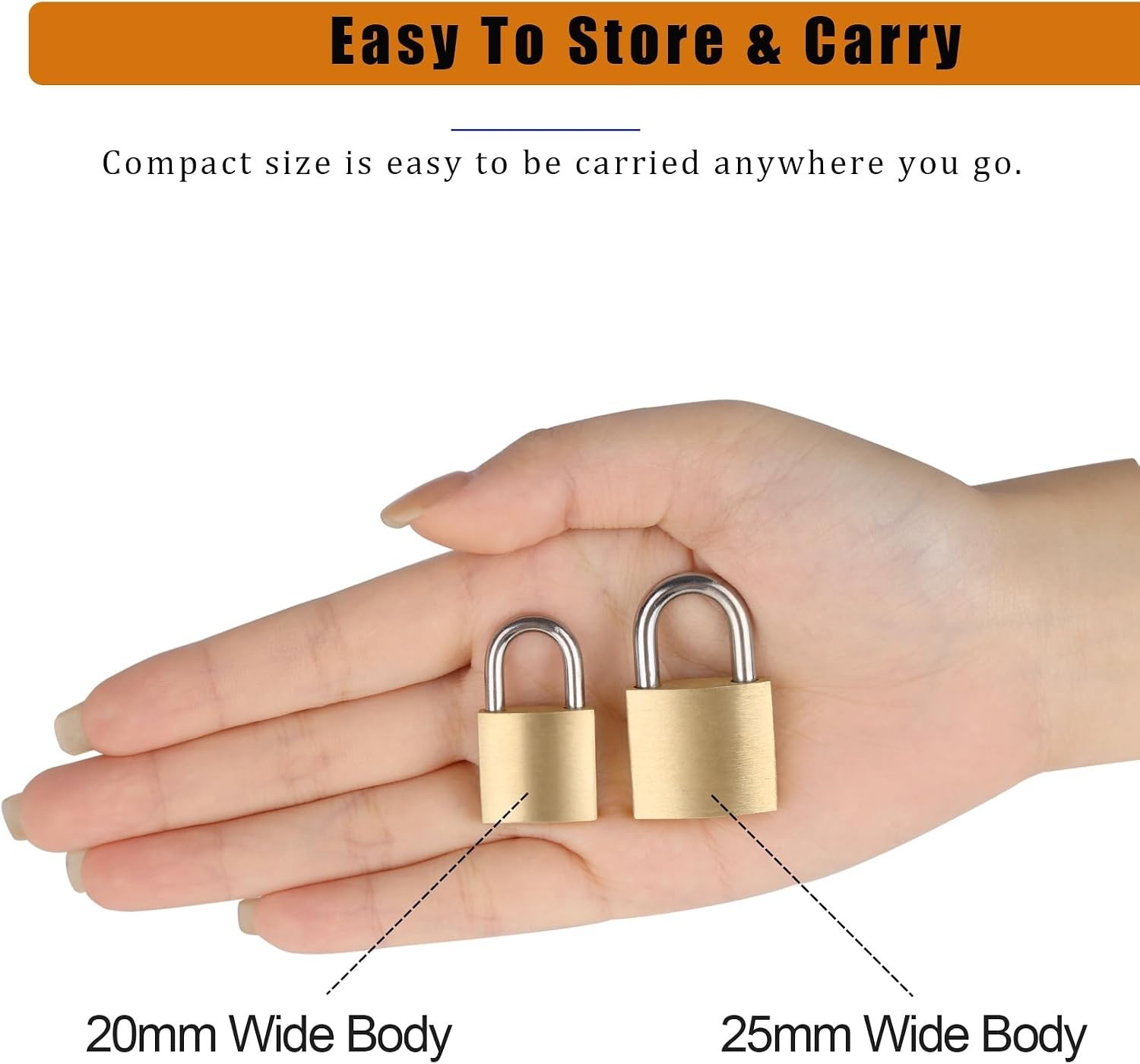 3/4″ (20mm) Mini Padlocks – 10 Pack Keyed Alike Small Solid Brass Locks with