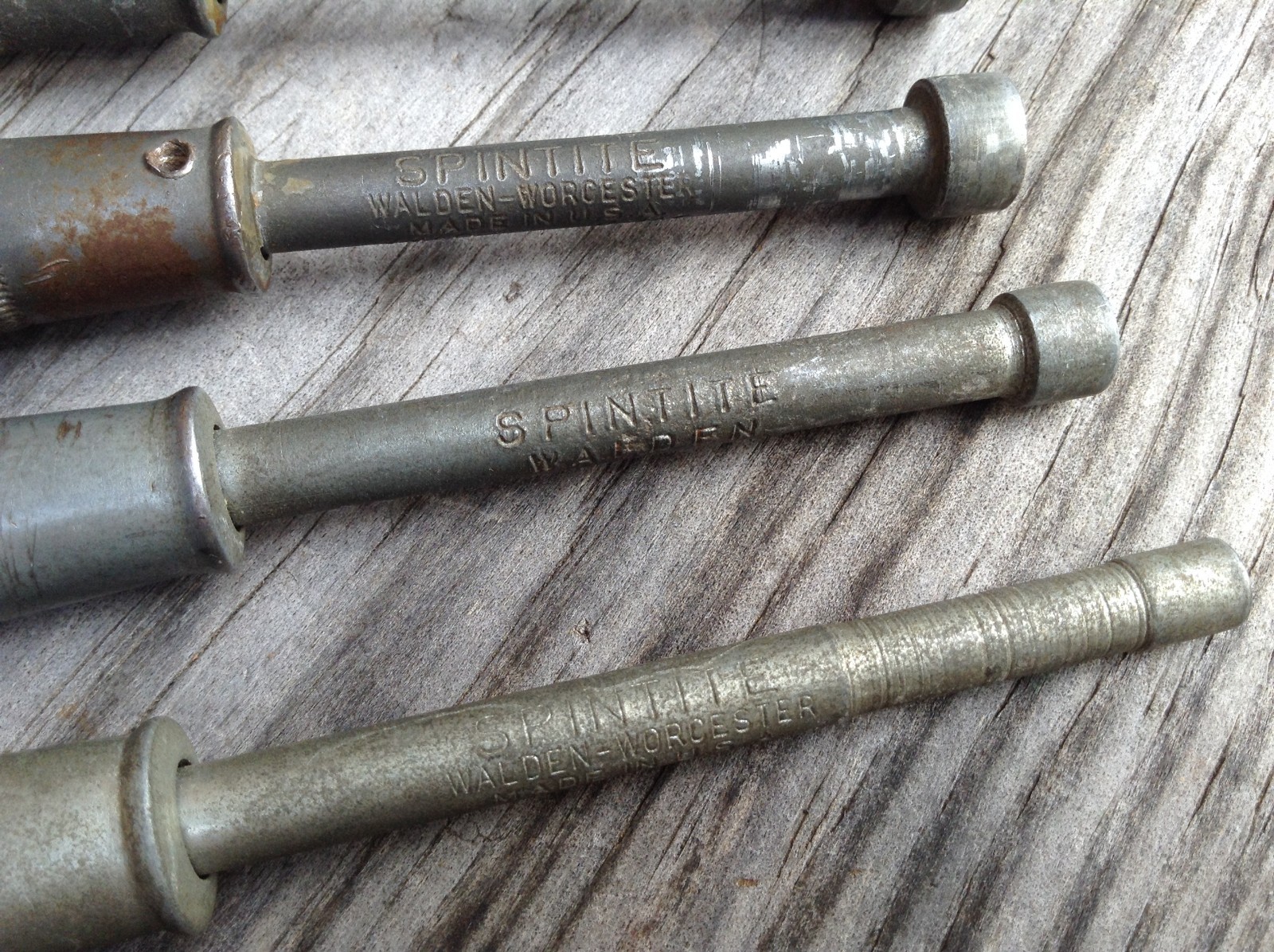 Vintage Spintite Walden Worcester nut drivers set of 5 SAE sizes wood handle USA