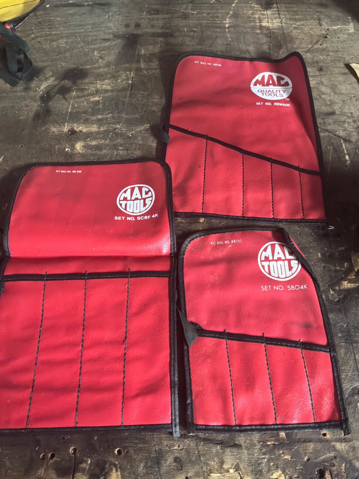 LOT OF 3 MAC TOOLS KIT BAG POUCH ROLL KB151,KB145,KB206 BRAND NEW USA VINTAGE