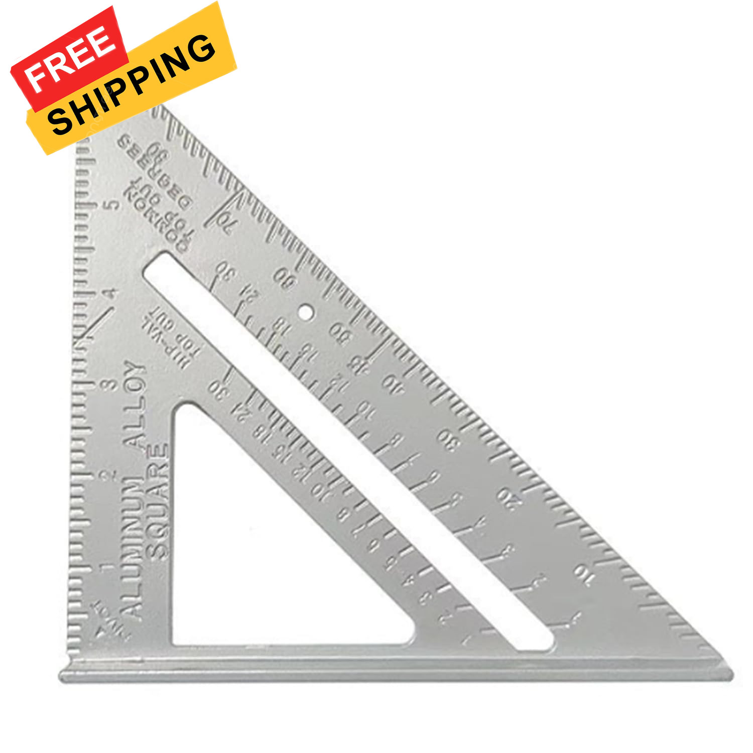 7 Inch Aluminum Rafter Square – Double-Sided Engraved Scales, Silver