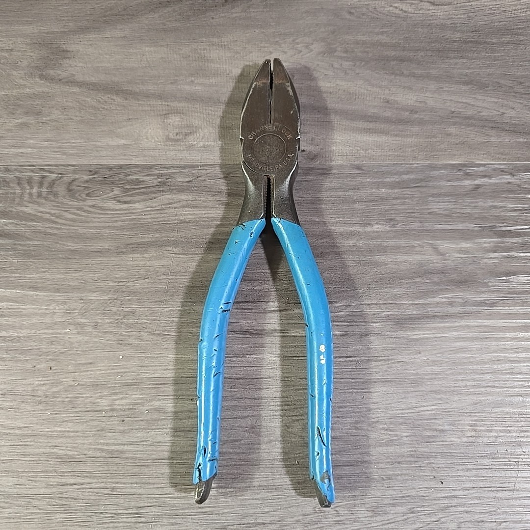 Channellock 347 Lineman Pliers Meadville PA USA Rubber Handles Vintage