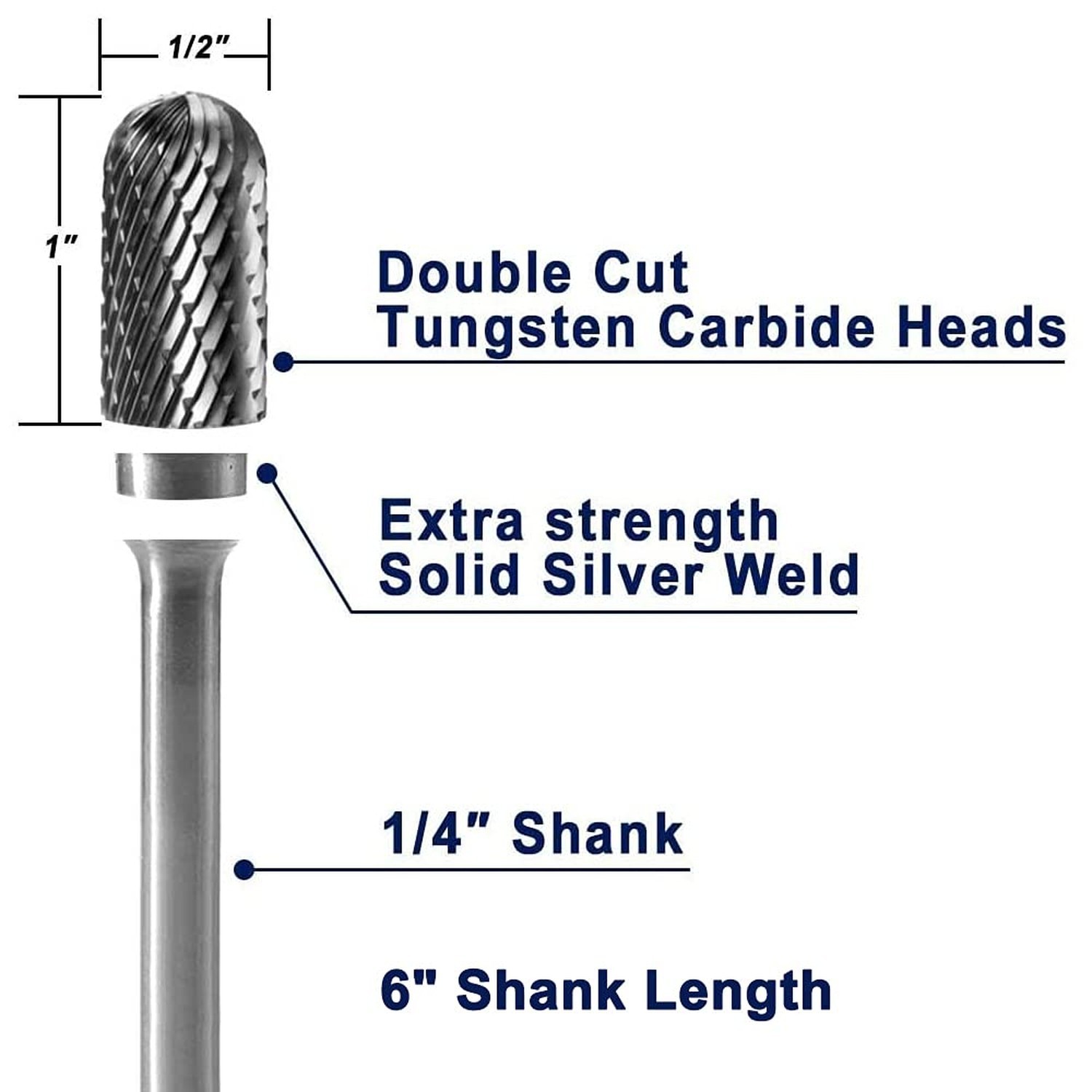 SC-5L6 Tungsten Carbide Burr – 6” (152.4mm) Long Double Cut Carbide Burr F