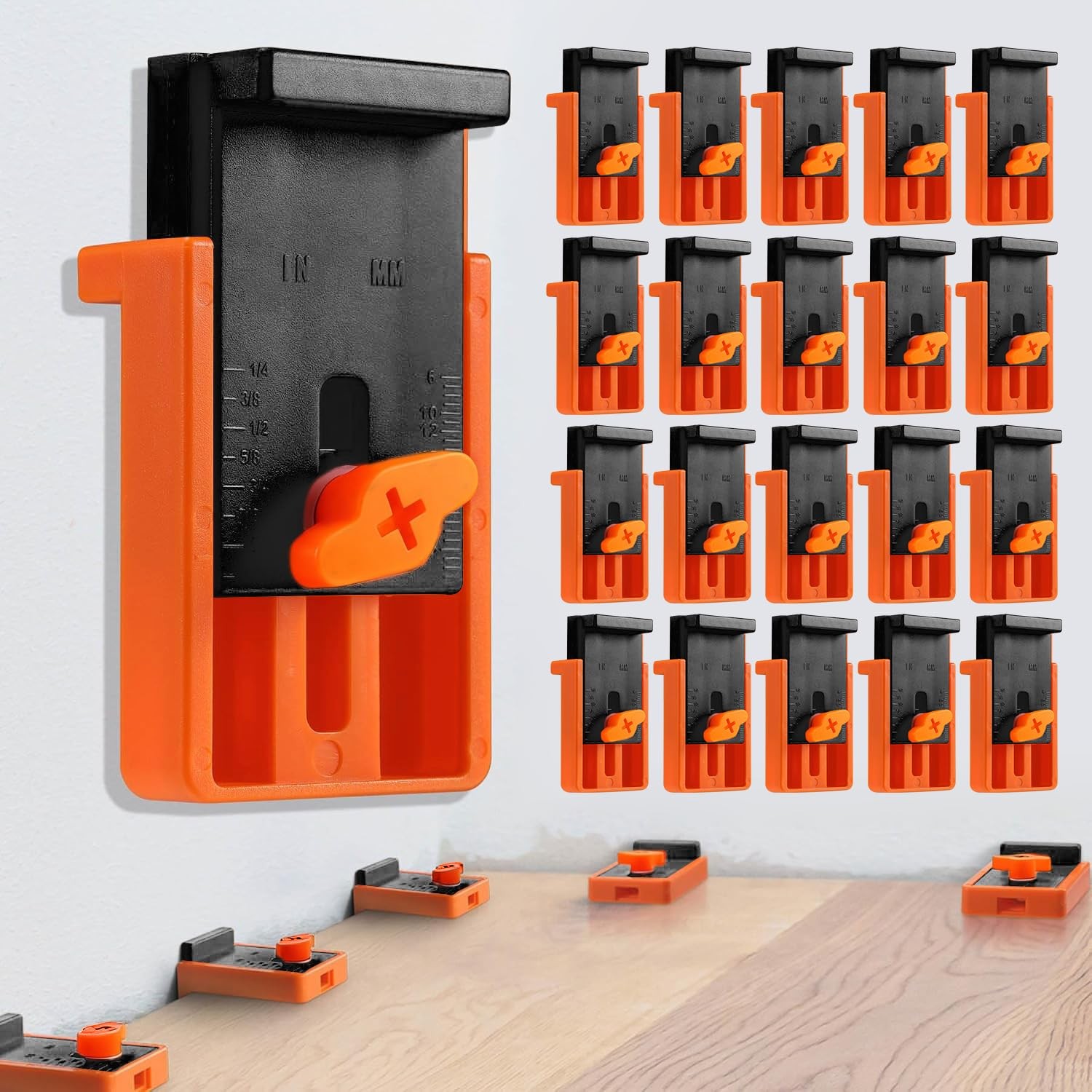 M MEEPO 20-Pack Upgraded Flooring Spacers, 1/4″ to 1″ (6mm 25mm), Orange