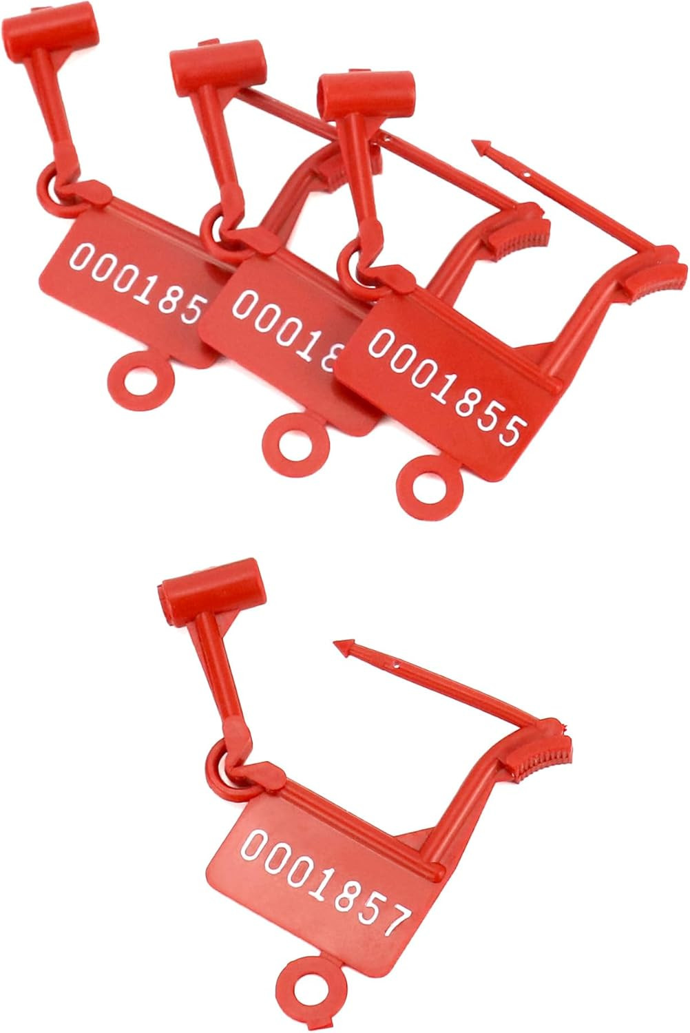250pcs Red Plastic Security Padlock Seals Numbered Tamperproof Self Lock Tag Use