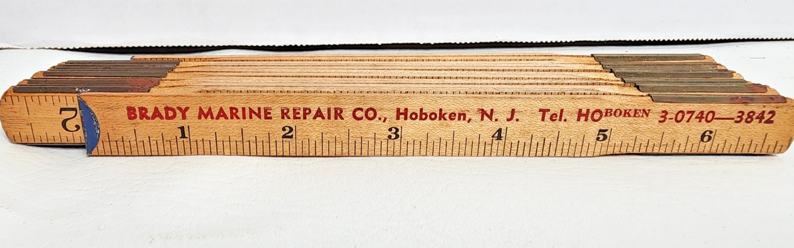 Vintage Master Folding Ruler 72″ Blue Tip Mfg New York Brady Marine Brass Hinges