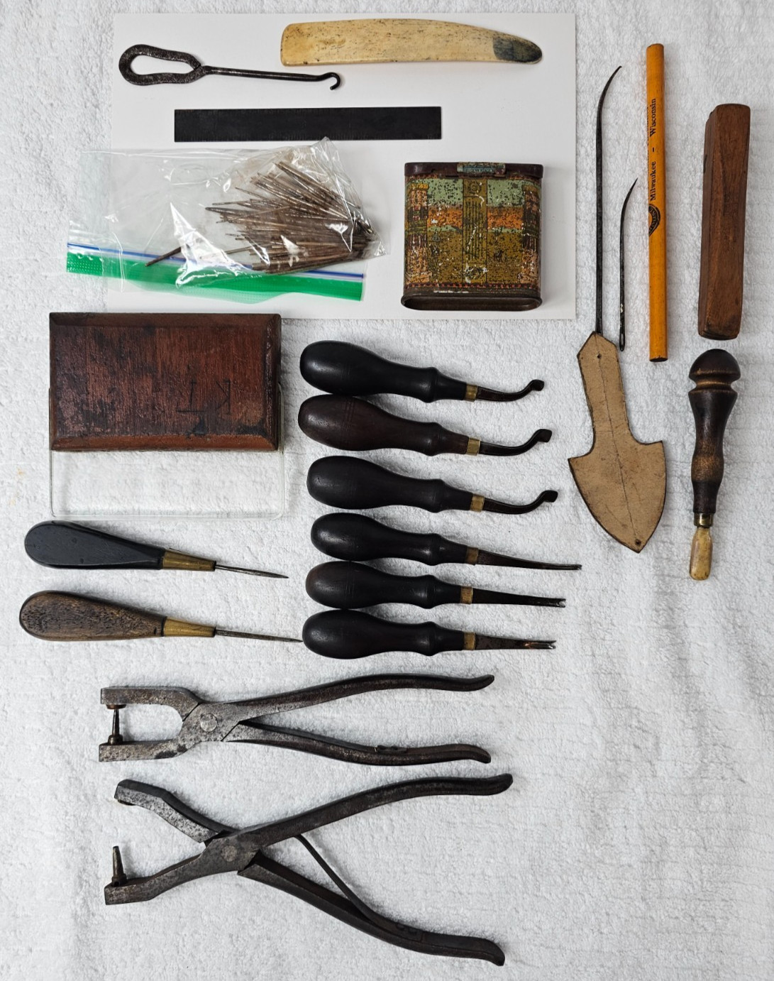 Antique HENRY GOMPH H Cobbler Tool Lot C.S. OSBORNE Milwaukee Labude Shoe Store