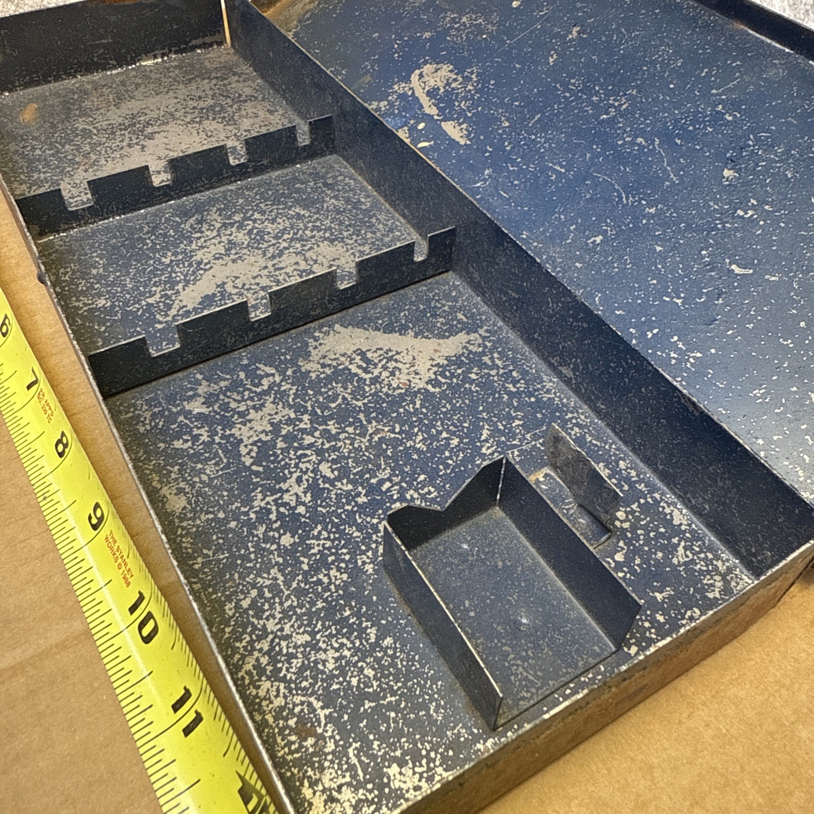 Vintage Industrial Solid Steel Box Blue With A Great Patina.