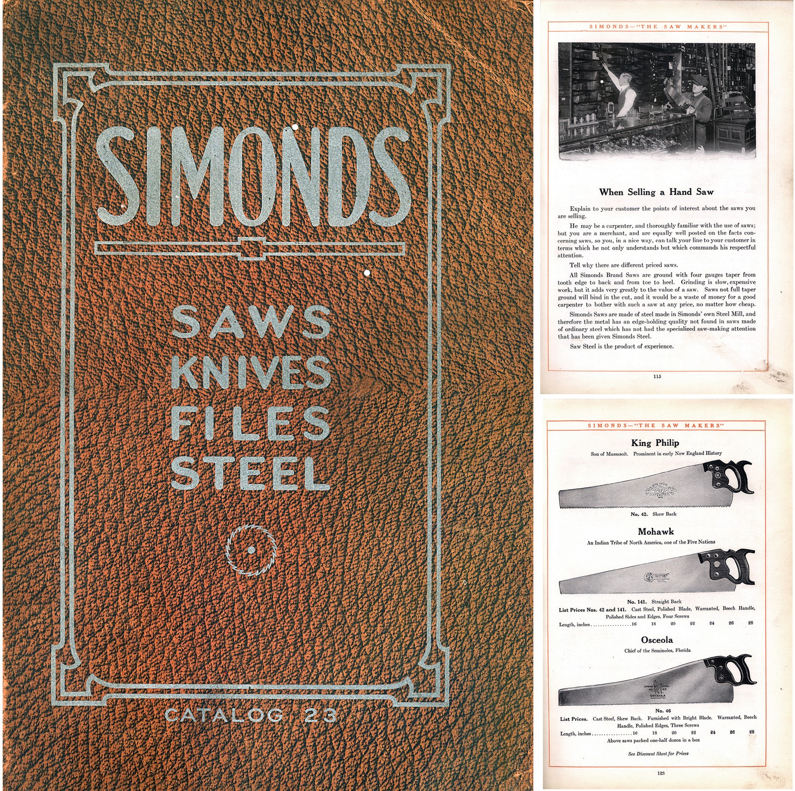 Orig. General Line Catalogue of Saws, Knives & Files – Simonds & Co. – 191 Pgs.