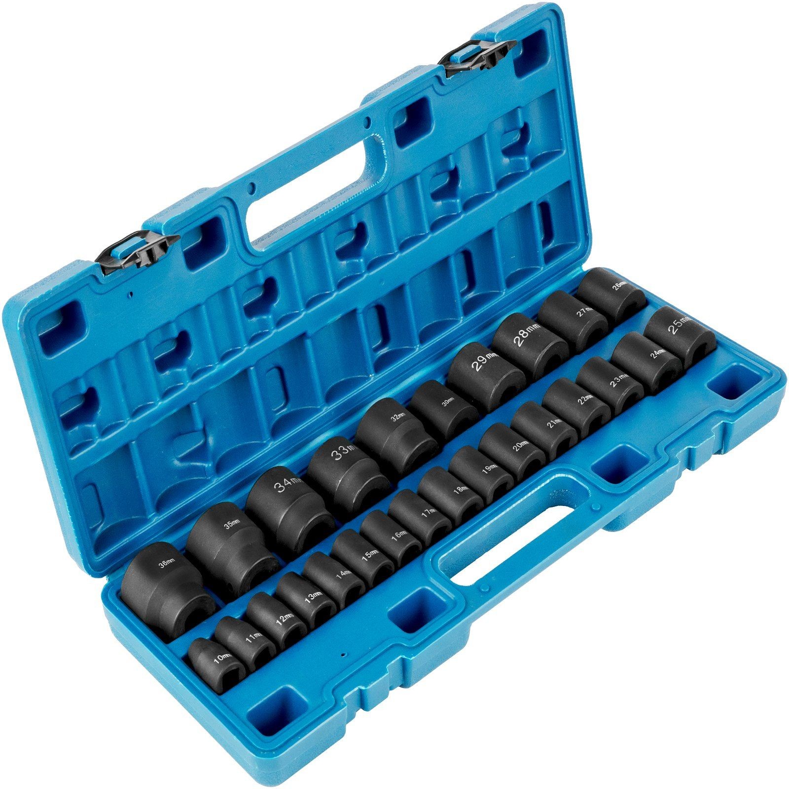 26-Piece 10mm-36mm 1/2in 6-Point Shallow CR-Mo Sockets & Storage Cage