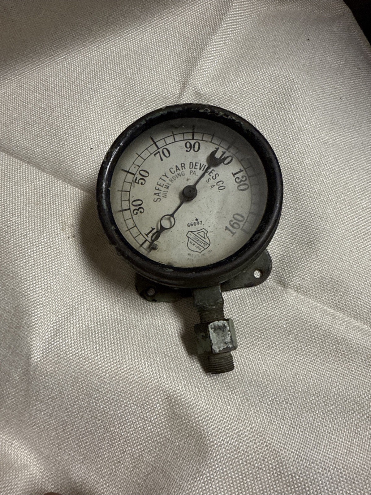 Safety Car Devices Co/ASHCROFT 160 PSI Steam Pressure train gauge Vintage