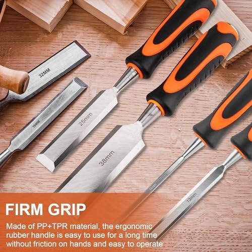10Pcs Wood Chisel Set with Honing Guide, Sharpening Stone & Pencils – DIY & Pro