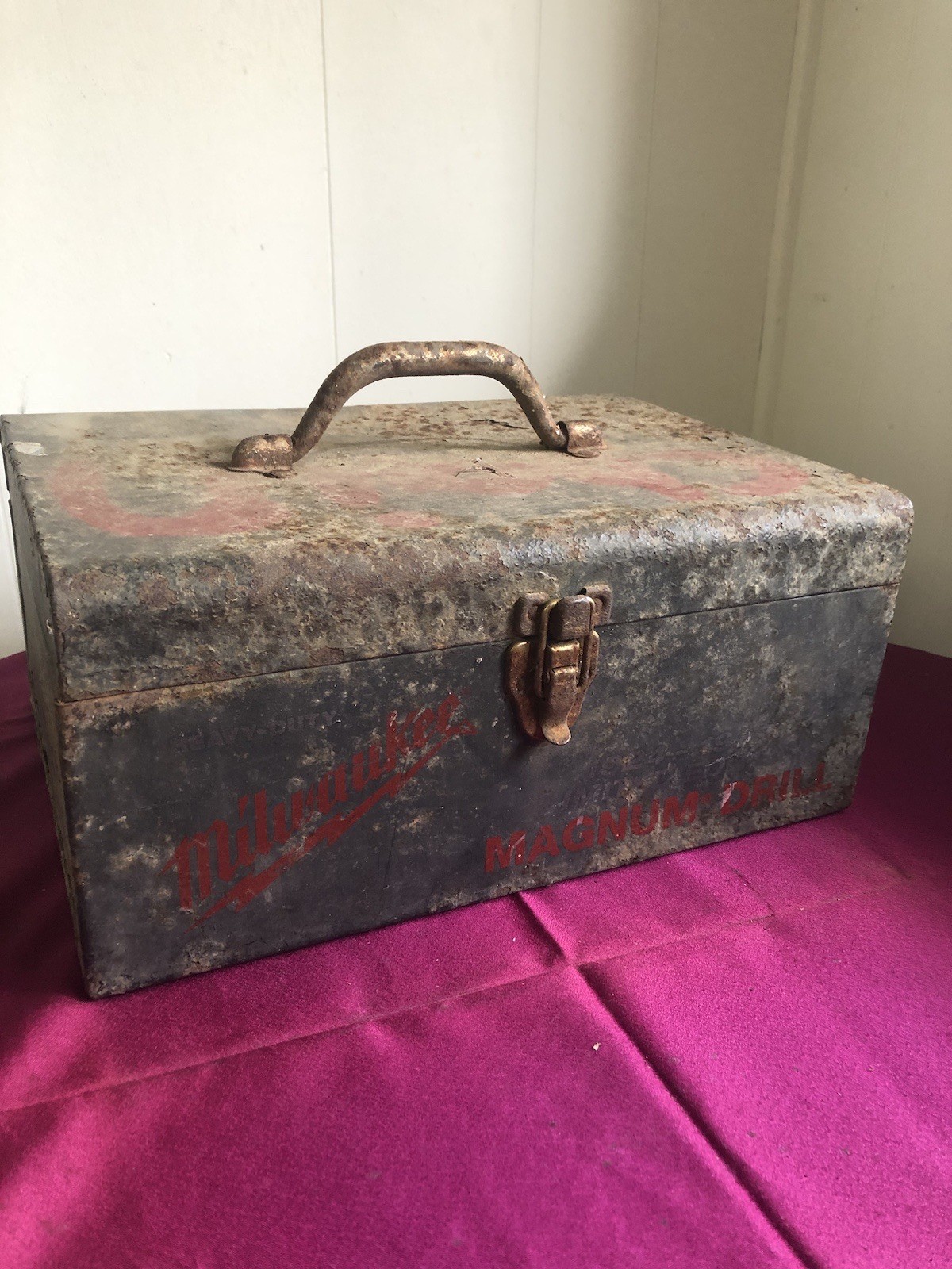 Vtg Milwaukee Tool Box Only, Magnum Drill Metal Container 13×9.5×6” *READ