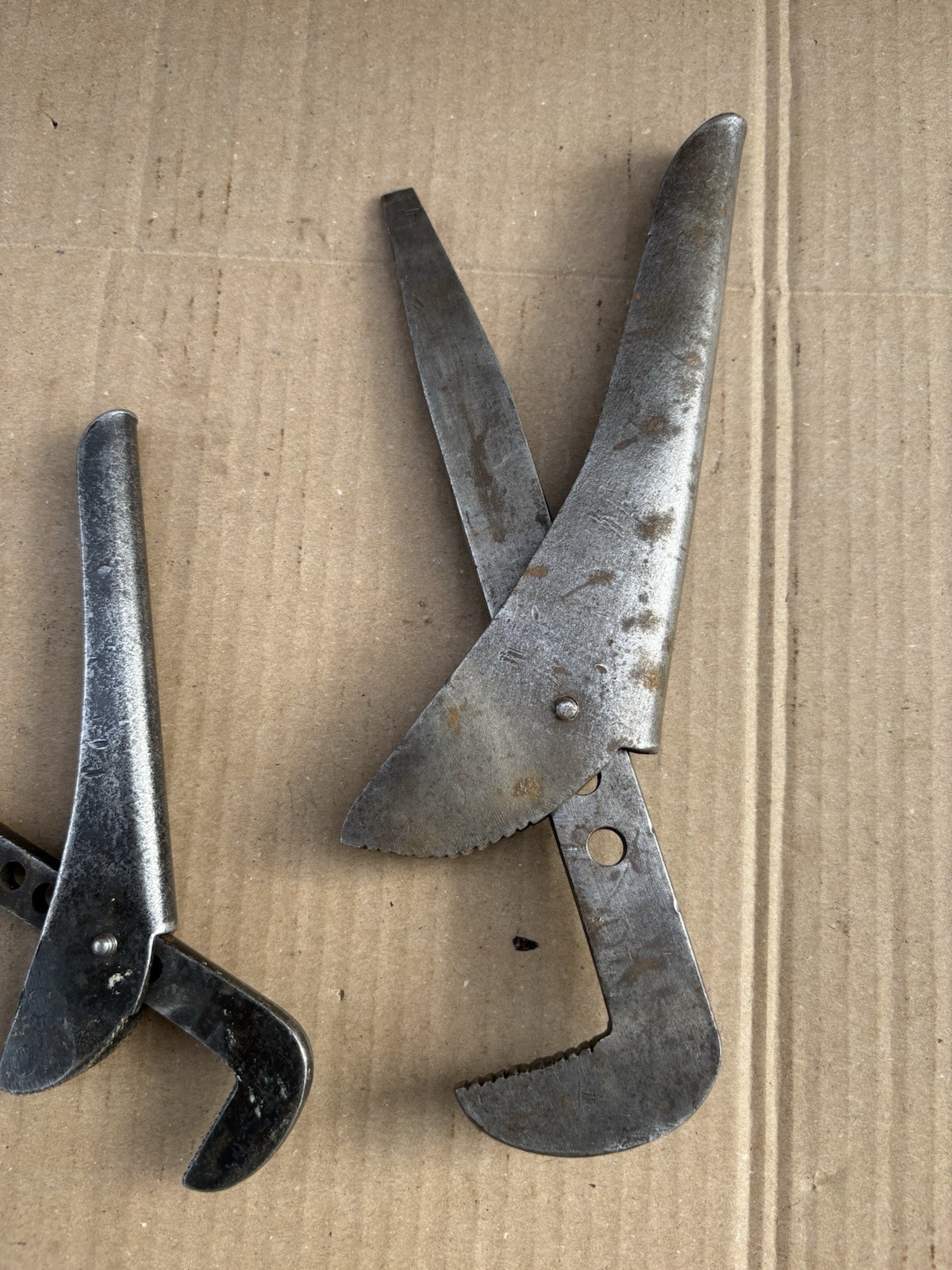 2 X Vintage Pipe Wrench’s Spanner Tools, Footprint Made In England, Etc