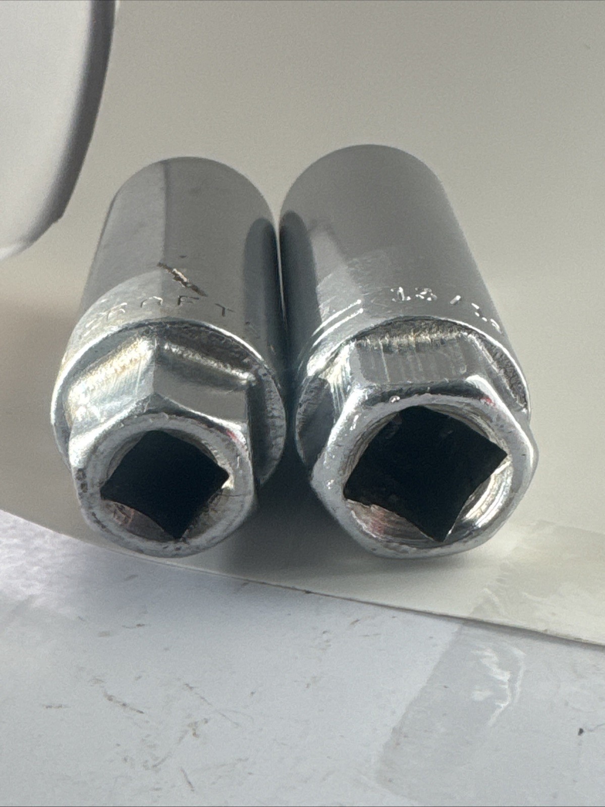 Lot 2 Vintage Craftsman Spark Plug Socket =V= 13/16″ Deep Well 1/2″ Dr 6/12pt