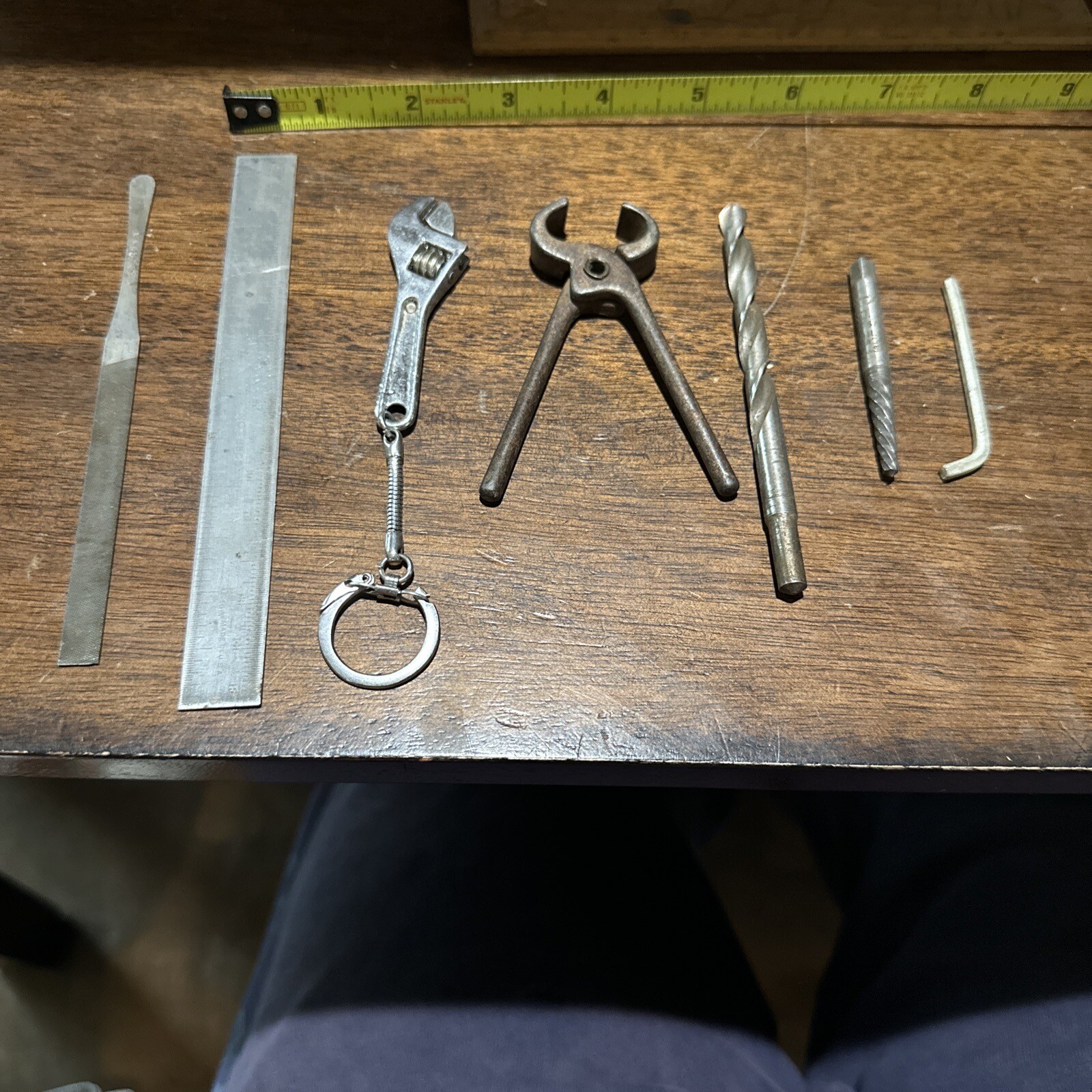 4 VINTAGE MINI Tools, Ruler, pliers, 2 extra drills bits & more see pics!!