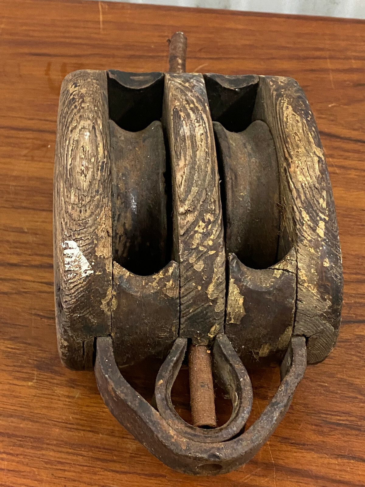 Vintage Wooden Block Double Pulley ~ Western Lock Co.